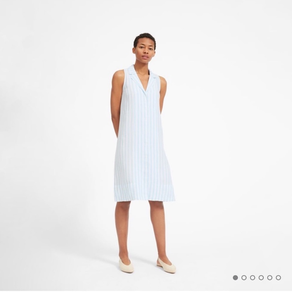 Everlane sleeveless 100% linen shirtdress summer